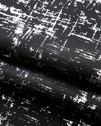 Taisier Home Silver Foil Print Linen Textured Curtains Geometric Dots Pattern Design Curtains for Bedroom Living Room Thermal Insulated Window Treatment 2 Panels 95" L,Black and Silver Print
