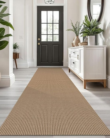 KOZYFLY Extra Long Runners for Hallways 2.6x14 ft Washable Kitchen Runner Non Slip Rubber Backed Hallway Rug Cotton Entryway Runner Rug Floor Carpet for Indoor Hall, Kitchen, Stair, Tan/Orange/Brown