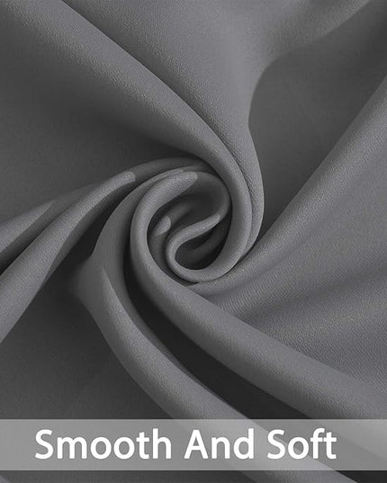 Yakamok Room Darkening Curtains Thermal Insulated Gray Blackout Curtain Panels Solid Grommet Top Window Drapes for Bedroom, 2 Tie Backs Included(52x72 Inch, Grey, 2 Panels)