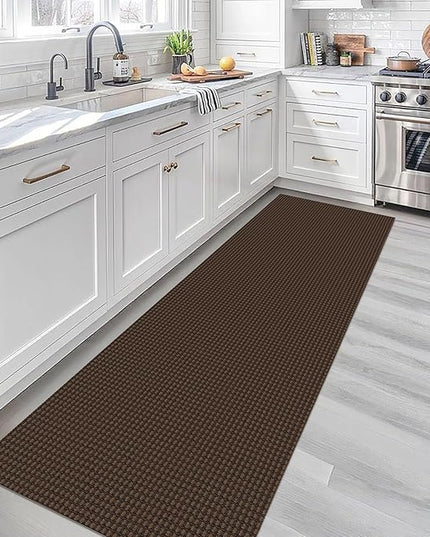 KOZYFLY Runners for Hallways 2x7 ft Washable Kitchen Runner Non Slip Rubber Backed Hall Runners Cotton Entryway Runner Rugs Floor Carpet for Indoor Backdoor Bedroom Kitchen, Reddish Brown/Coffee