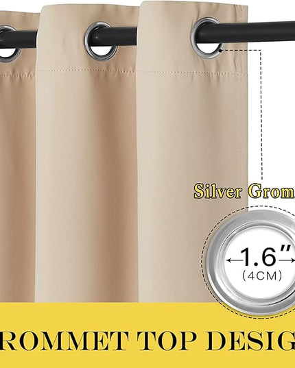 NICETOWN Sliding Glass Door Curtain for Bedroom Living Room Darkening Grommet Privacy Drapes Wide Window Treatment, Biscotti Beige, W100 x L132, 1 Panel