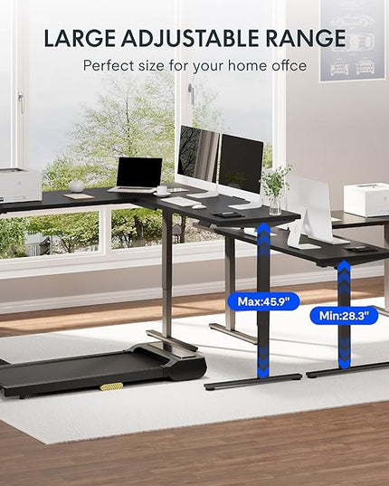 FLEXISPOT L Shaped Standing Desk, 71 x 63 Inch Electric Height Adjustable Corner Desk, Sit Stand Computer Workstation, Preset Controller, Home Office, Black Frame with Black Top, Black Drawer