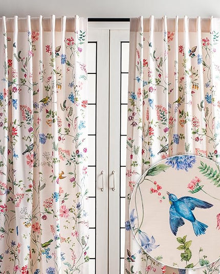 Maison d' Hermine Curtains for Living Room 100% Cotton 96 inch Length Two Panels Light Filtering Curtains for Bedroom Windows with Rod and Loop Pockets Drapes (Neo Ipomee Multicolor, 50" W x 96" L)