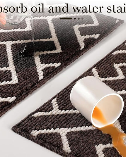 hicorfe Indoor Doormat,Front Back Door Mat Rubber Backing Non Slip Door Mats 24"x35" Absorbent Resist Dirt Entrance Doormat Inside Floor Mats for Entryway Washable Low-Profile(Light Brown)