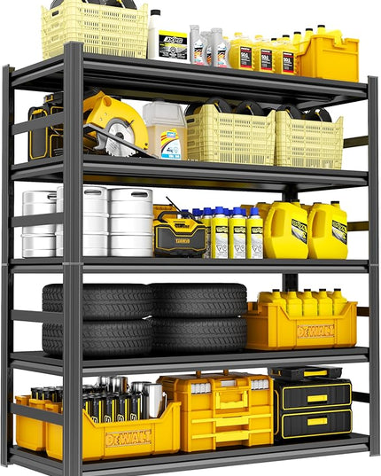 72''H Shelving Unit, 3020 Lbs Heavy-Duty Garage Storage Shelves, 5-Tier Adjustable Reinforced Shelves for Laundry Rooms, Basements, Kitchens&Outdoor（48''W*24''D*72''H）