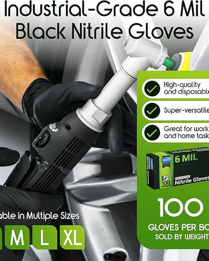 Inspire Black Nitrile Gloves HEAVY DUTY 6 Mil Nitrile Chemical Resistant Medical Cooking Cleaning Disposable Black Gloves