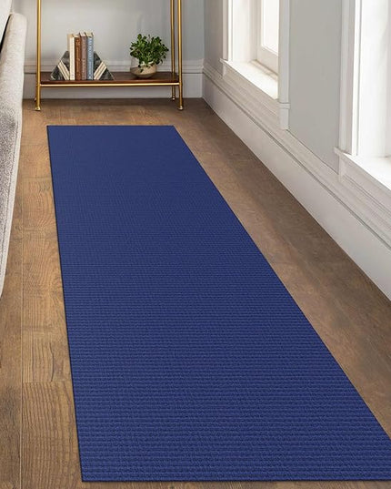 KOZYFLY Runners for Hallways 2.6x8 ft Washable Kitchen Runner Non Slip Rubber Backed Hall Runners Cotton Entryway Runner Rugs Floor Carpet for Indoor Backdoor Bedroom Kitchen, Royal Blue/Navy
