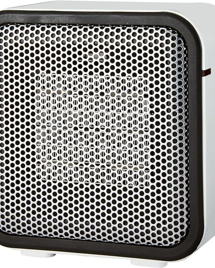 Amazon Basics Portable Mini Ceramic Space Heater, for Office Desk and Indoor Use, 500 W, With Tip-Over Protection, Lightweight (1.4 LBS), White, 5.9 x 3.2 x 6 inches