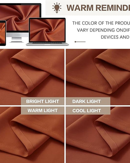 KEQIAOSUOCAI Burnt Orange Window Curtains 72 Inches Long, Fall Block Out Room Darkening Insulated Memory Shape Boho Muted Ochre Orange Curtain for Bedroom 40 Inch Wide Each Panel,Set of 2,Pinch Pleat