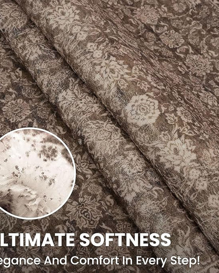 4x6 Washable Rug Rust Reddish Brown Area Rug for Entryway Soft Non-Slip Indoor Door Rugs Distressed Floral Low-Pile Doormat, Neutral Vintage Carpet for Entrance Kitchen Bedside Farmhouse