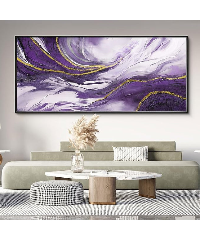 yiijeah Purple Wall Art - Abstract Canvas Wall Art Large Artwork for Living Room Purple and Gold Prints Decor Modern Wall Decor for Bedroom Office Picture Home Decor