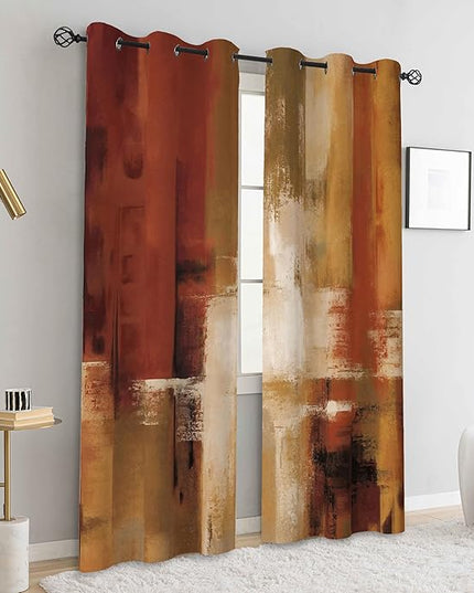 Asuexpect Burnt Orange Curtains 2 Panels Abstract Rust Curtain Room Darkening Grommet Window Drapes Modern Decorative Window Treatments for Bedroom Living Room, 42x72 Inches