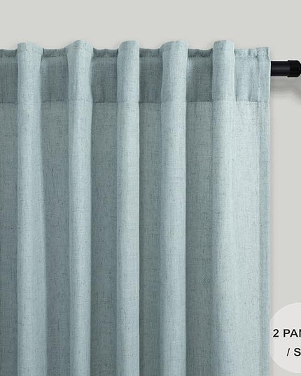 Pitalk Aqua Curtains 108 Inches Long for Kids Room 2 Panels Set Back Tab Pocket Drapes Light Filering Semi Sheer Linen Farmhouse Mint Green Curtains for Living Dining Sliding Seafoam Teal Grey 9 FT