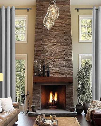 Blackout Curtains for High Ceiling, Extra Long Thermal Insulated Solid Grommet Window Curtains Drapes for Living Room 12ft Length, Set of 2 Curtain Panels 52 W x 144 L Inches Light Gray