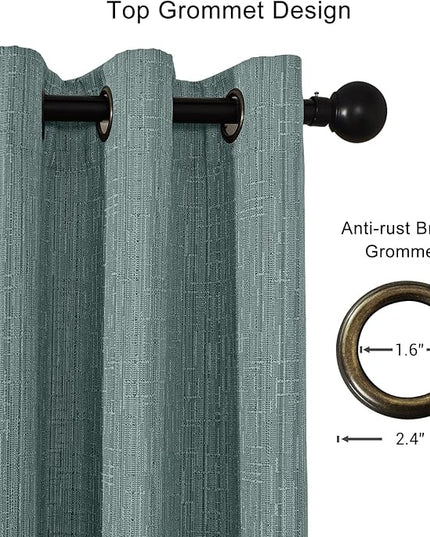 Jacquard Linen Curtains 72 inch Length 2 Panels Thick Faux Linen Blended Window Drapes Burlap Textured Curtains with Grommet for Living Room Bedroom Farmhouse (52x72 Lake Blue) Natural
