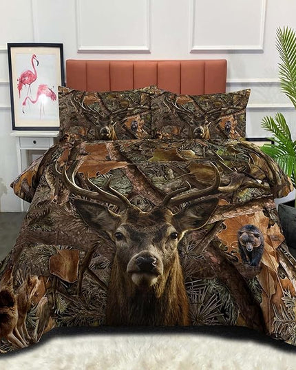 NINENINE Deer Comforter Set,Boys Twin Bedding Sets,Camo Comforter Sets,Twin Comforter Sets for Boys,Western Bedding Sets with 1 Comforter 1 Pillowcase
