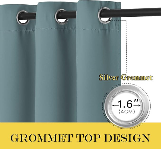 NICETOWN Greyish Blue Blackout Curtain for Bedroom, Window Treatment Thermal Insulated Grommet Solid Drapes Sound Reducing for Home Office/Basement, 1 Panel, W66 x L54