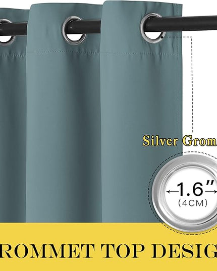 NICETOWN Blackout Curtains 63 inches Long for Living Room Bedroom, Grommet Thermal Insulated Room Divider Drape Window Treatment for Sliding Patio Door, W100 x L63, 1 Panel, Greyish Blue