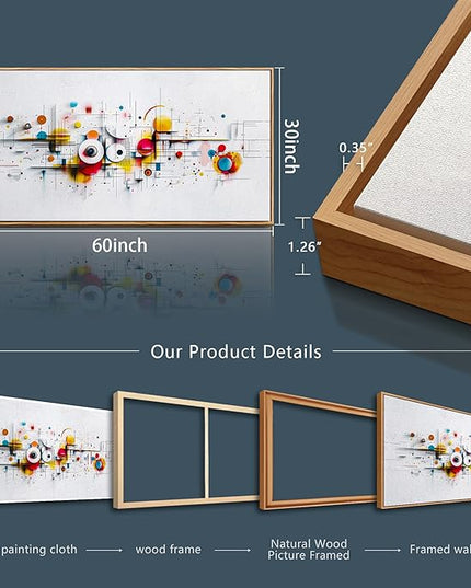 ERQINHUA Abstract Canvas Wall Decor Living Room Boho Wall Art For Bedroom Office Decorations Geometric Paintings Minimalism Wall Pictures Artwork Modern Home Decor Aesthetics Wood Framed 30x60 In