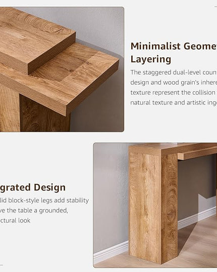 OKD 63 Inch Modern Entryway Console Table, Solid Geometry Accent Sofa Table Behind The Couch, Narrow Console Table for Entryway, Hallway, Living Room, Foyer, Light Tree Knot