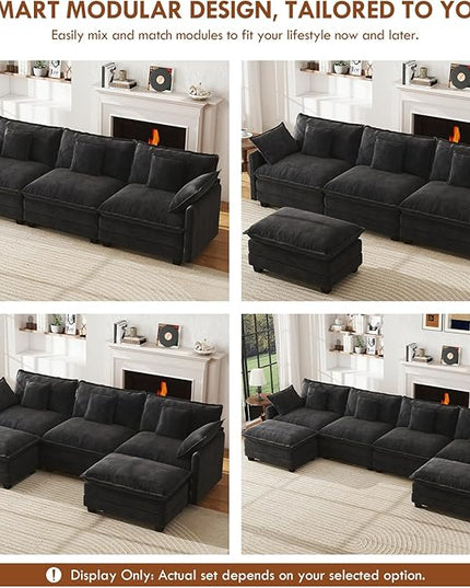 WorthFurni 77 Inch Cloud Sofa Loveseat, Comfy Sectional Couch, 2-Seater Chenille Deep Seat Sofa with Throw Pillows for Living Room Bedroom Apartment (Black)
