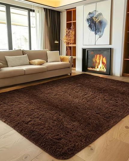 Ophanie Brown Rugs for Living Room Bedroom, 5x8 Fluffy Fuzzy Furry Carpet, Plush Soft Shaggy Bedside Indoor Floor Area Rug for Kids Girls Boys Baby Teen Dorm Nursery Home Decor Aesthetic