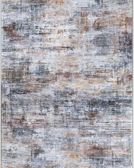 IOHOUZE Abstract Runner Rug 2x5 Ft Washable Runners for Hallways, Non Slip Kitchen Runner Soft Printed Faux Wool Entryway Runner Indoor, Modern Abstract Floor Carpet for Hall Bedroom, Orange Grey