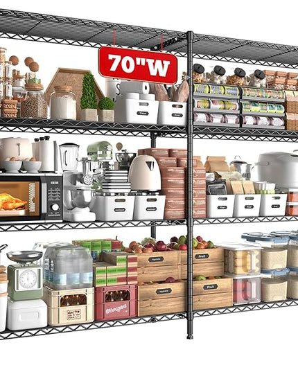 REIBII 70"W Metal Shelving, Storage Shelves 4-tier Wire Shelving Unit Load 1240LBS Metal Shelves for Storage Adjustable Shelving Rack for Pantry Kitchen Commercial school Garage 70"W*15.8"D*62.9"H