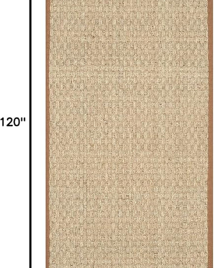 SAFAVIEH Natural Fiber Collection Runner Rug - 2'6" x 10', Natural & Brown, Seagrass, Basketweave Pattern with Border (NF114B)