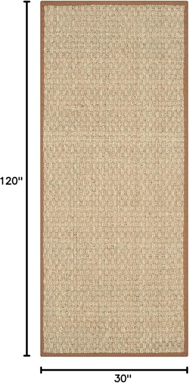 SAFAVIEH Natural Fiber Collection Runner Rug - 2'6" x 10', Natural & Brown, Seagrass, Basketweave Pattern with Border (NF114B)