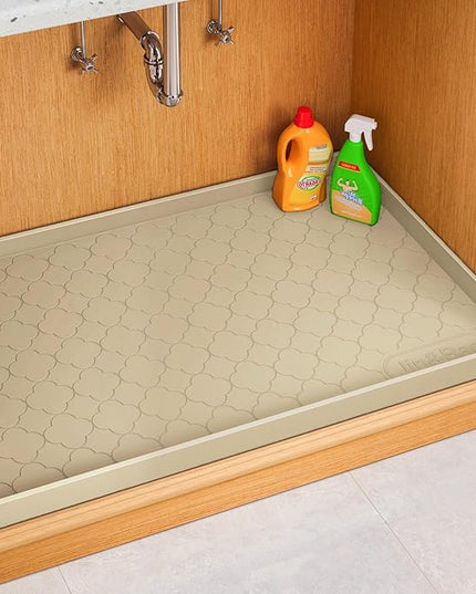 Jin&Bao Waterproof Under Sink Mat 28" x 19", Thick Silicone Mat Cabinet Protector for Kitchen and Bathroom, Shelf Liner, Home Organizer and Storage, Multipurpose Tray for Gadgets and Essentials