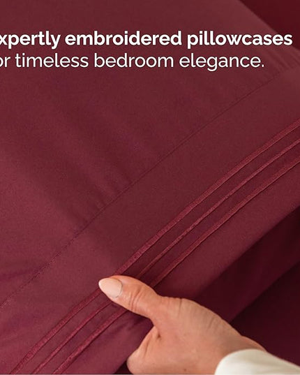 Cal King Size 4 Piece Sheet Set - Comfy Breathable & Cooling Bed Sheets Set - Hotel Luxury Bedding for Women, Men, Kids, Teens, Boys & Girls - Deep Pockets, Soft, Wrinkle Free - Oeko-Tex - Burgundy