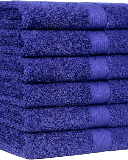 Amazon Basics 6 Piece hand towels for bathroom, Fade Resistant 100% Cotton Hand Towels, soft absorbent bathroom hand towels 6 - Pack (26''x16''), Navy Blue