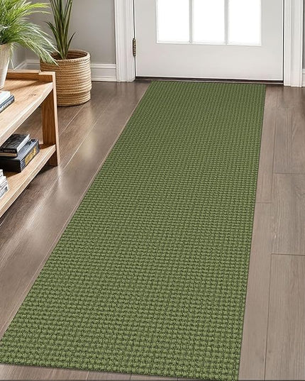 KOZYFLY Runners for Hallways 2x6 ft Washable Kitchen Runner Non Slip Rubber Backed Hall Runners Cotton Entryway Runner Rugs Floor Carpet for Indoor Backdoor Bedroom Kitchen, Bright Green/Earthy Green