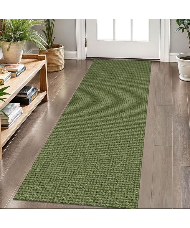 KOZYFLY Runners for Hallways 2x6 ft Washable Kitchen Runner Non Slip Rubber Backed Hall Runners Cotton Entryway Runner Rugs Floor Carpet for Indoor Backdoor Bedroom Kitchen, Bright Green/Earthy Green
