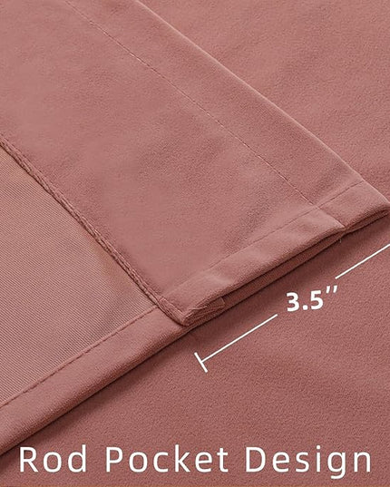 Joydeco Pink Velvet Curtains 84 inch Length 2 Panels, Luxury Blackout Rod Pocket Thermal Insulated Window Curtains, Super Soft Room Darkening Drapes for Living Dining Room Bedroom,W52 x L84 inches