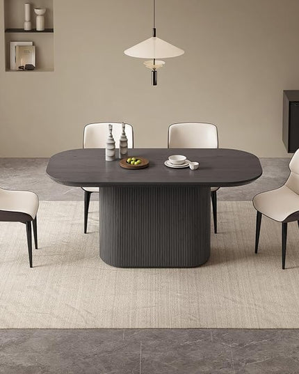 Guyii 62.99" Oval Dining Table Set with 4 Chairs, Modern Kitchen Table Set, Indoor Rectangular Dining Room Table for Kitchen, Bar, Living Room, Home, Black