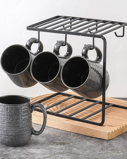 Hasense Dark Grey Coffee Mugs Set of 4, 12oz Ceramic Coffee Cups, Latte Mug with Large Handle for Coffee, Tea, Milk and Hot Cocoa,Easy Hold & Clean, Dishwasher & Microwave Safe