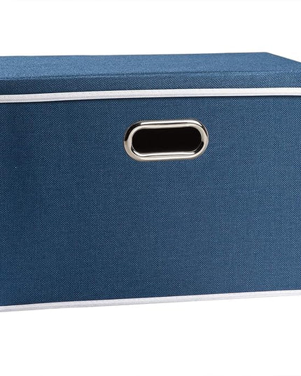 PRANDOM Large Collapsible Storage Bin with Lid [1-Pack] Fabric Foldable Storage Box Organizer Container Basket Cube with Cover for Home Bedroom Closet Office Nursery Royal Blue(17.7x11.8x11.8)