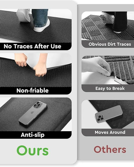 tchdio Front Door Mat Outside Entrance, Dirt Trapper 17"x29" Doormat-Entrance Welcome Matt Durable, Heavy Duty Entry Mat Non Slip Rubber Mats for Outside Stain Resist Door Mats for Entryway Grey