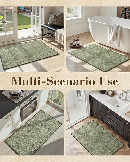 MontVoo Door Mat Indoor Entrance Doormat, Absorbent Durable Rubber Non Slip Front Door Mat for Inside Entry Entryway Dirt Trapper Welcome Mat, Green 17''x30''