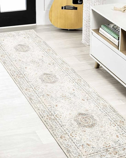 Washable Runner Rug 2x8,Boho Rug Runners Non Slip,Long Rugs for Hallways Kitchen Bedroom Entryway Living Room Bathroom,Vintage Bohemian Distressed Floor Carpet,Beige