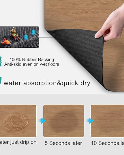 Dish Drying Mat Coffee Mat - Coffee Bar Accessories Absorbent Mat Dish Drying Mats for Kitchen Counter Sink Under Coffee Maker Espresso Machine Pot Cup Holder Easy Clean Kitchen Dish Mat 19"x12", Wood