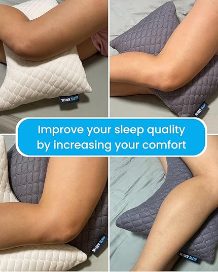 Sidney Sleep Mini Travel Size Neck Pillow - Knee, Back Lumbar and Support - Small Curved Pillow - Adjustable Fill - Washable Case - Drawstring Backpack Included - 14 x 19 Inches (Mini - Blue)