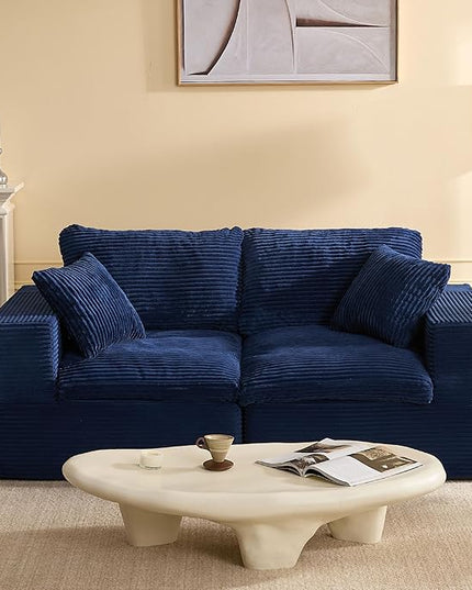 74.8” Cloud Couch, Modular Loveseat Sofa, Convertible Sofas Bed, Deep Seat Sofa, Cozy Sofa for Living Room, Office and Bedroom, Corduroy, Blue