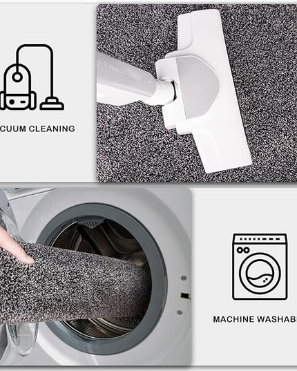 PURRUGS Dirt Trapping Door Mat 24" x 35.5", Non-Slip Machine Washable Entry Rug, Shoe Scraper, Dog Doormat, Super Absorbent Welcome Mat for Front & Back Door, Muddy Shoes & Paws, Light Grey-Dark Grey