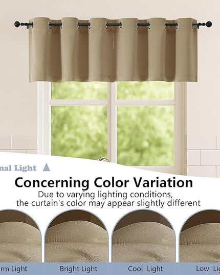 Simplebrand Taupe Short Kitchen Curtains 24 Inch Length 2 Panels Set, Small Windows Room Darkening Curtain for Bathroom, Cabinet, Basement, RV Camper, Thermal Insulated Short Drapes, 40 x 24 Inch
