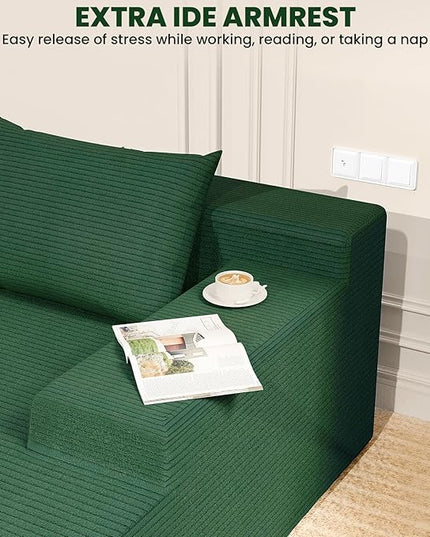 LEVELEVE 107" Cloud Sectional Couch with Deep Seat，Modern Modular Sofa with L-Shape Chaise，No Assembly Required, Upholstered Couches for Living Room Bedroom(Green,Right Facing Chaise)