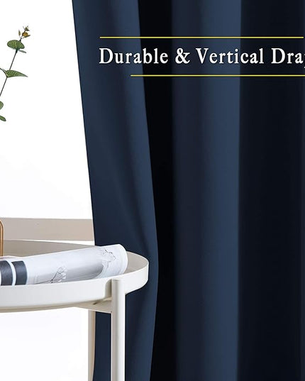 NICETOWN Blackout Room Divider Curtains 118 inches Long, Grommet Thermal Window Treatments Sound Reducing Drapes for Sliding Glass Door, Navy Blue, W66 x L118, 2 Pieces