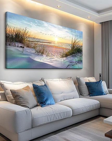 hyidecorart Canvas Wall Art For Living Room Large Size Decor Bedroom Blue Ocean Beach Landscape Paintings Poster Prints Artwork Office Decorations Seascape Pictures Modern Home Works